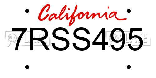7RSS495 California License Plate