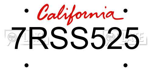 7RSS525 California License Plate
