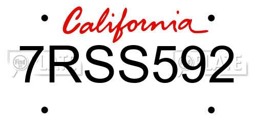 7RSS592 California License Plate