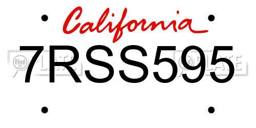 7RSS595 California License Plate
