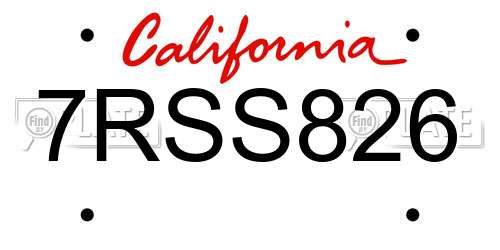 7RSS826 California License Plate