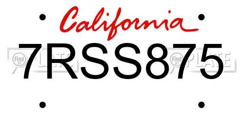 7RSS875 California License Plate