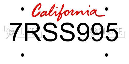 7RSS995 California License Plate
