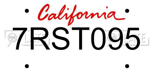 7RST095 California License Plate