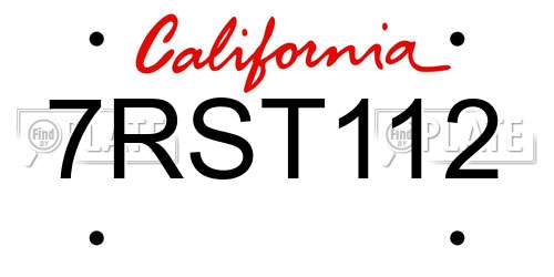 7RST112 California License Plate