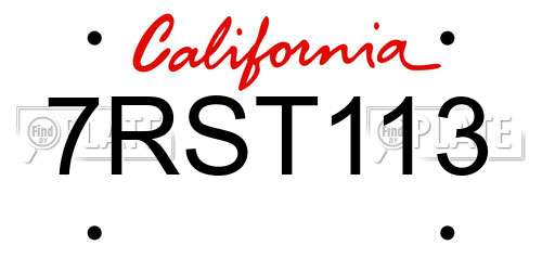 7RST113 California License Plate