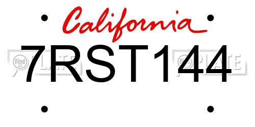 7RST144 California License Plate