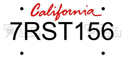 7RST156 California License Plate