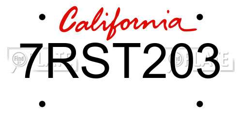 7RST203 California License Plate