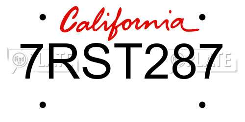 7RST287 California License Plate