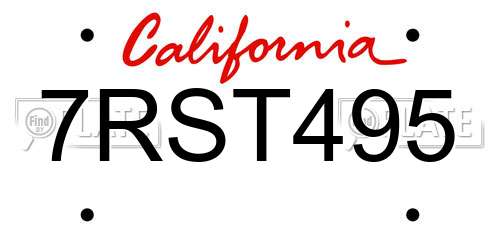 7RST495 California License Plate
