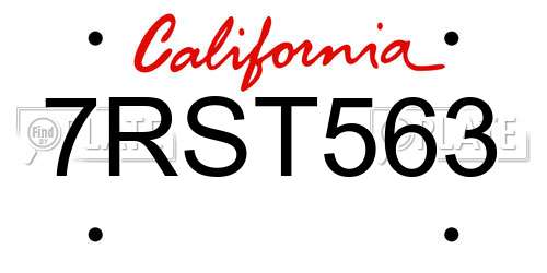 7RST563 California License Plate
