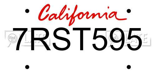 7RST595 California License Plate