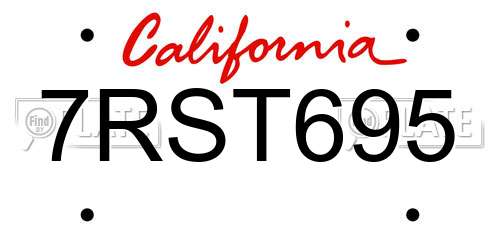 7RST695 California License Plate