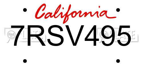 7RSV495 California License Plate