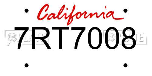 7RT7008 California License Plate