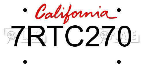 7RTC270 California License Plate