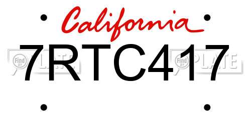 7RTC417 California License Plate