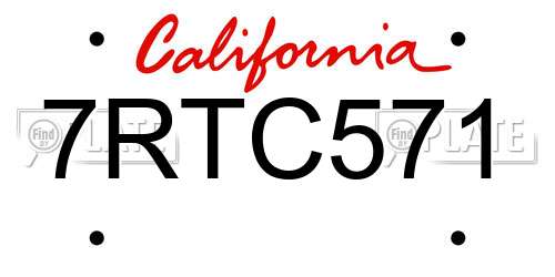 7RTC571 California License Plate