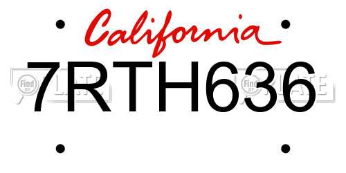 7RTH636 California License Plate
