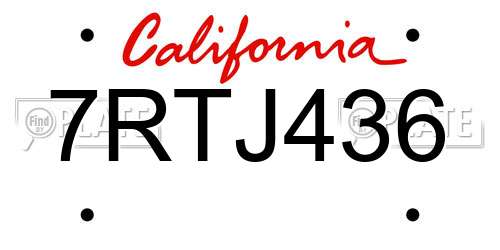 7RTJ436 California License Plate