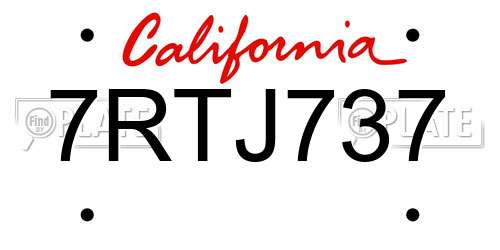 7RTJ737 California License Plate