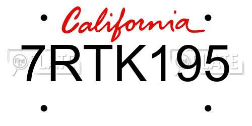 7RTK195 California License Plate