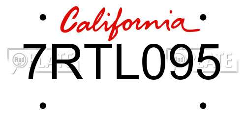 7RTL095 California License Plate
