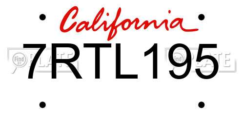 7RTL195 California License Plate