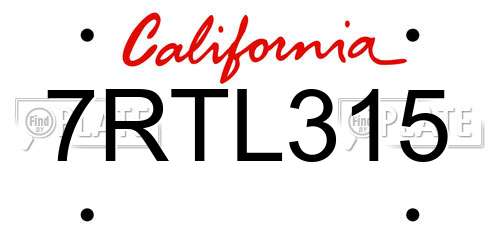 7RTL315 California License Plate