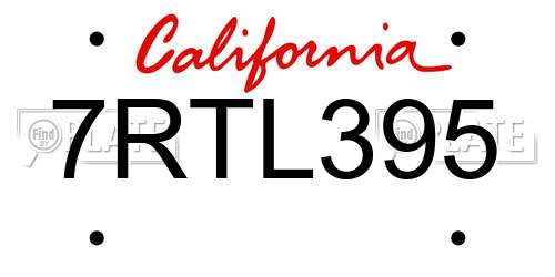 7RTL395 California License Plate