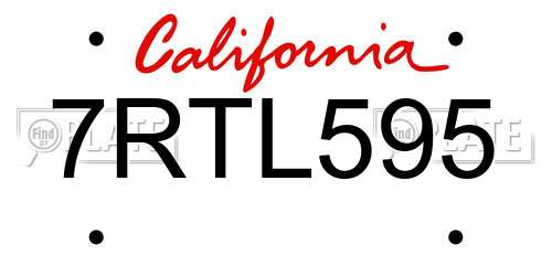 7RTL595 California License Plate