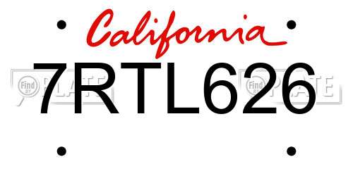 7RTL626 California License Plate