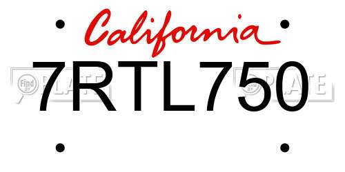 7RTL750 California License Plate
