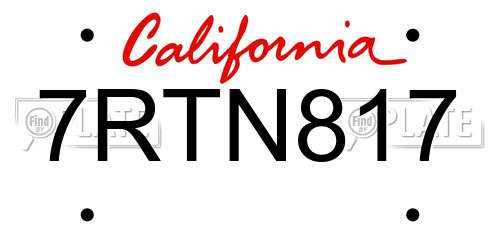 7RTN817 California License Plate