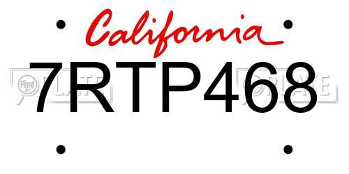 7RTP468 California License Plate