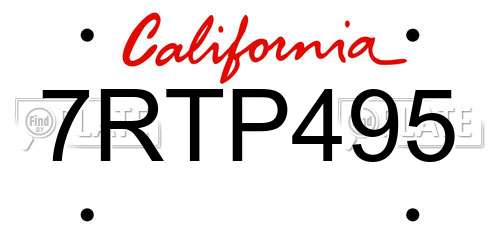 7RTP495 California License Plate
