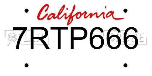 7RTP666 California License Plate