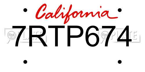 7RTP674 California License Plate