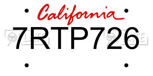 7RTP726 California License Plate