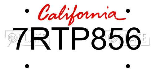 7RTP856 California License Plate