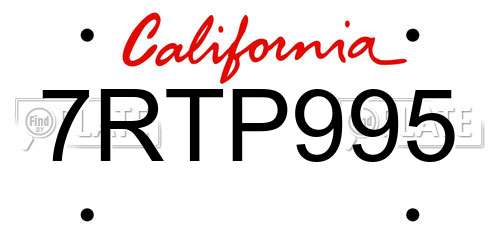 7RTP995 California License Plate