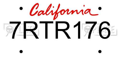 7RTR176 California License Plate