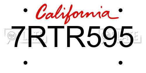 7RTR595 California License Plate