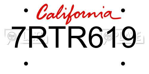 7RTR619 California License Plate