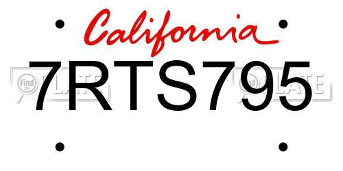 7RTS795 California License Plate