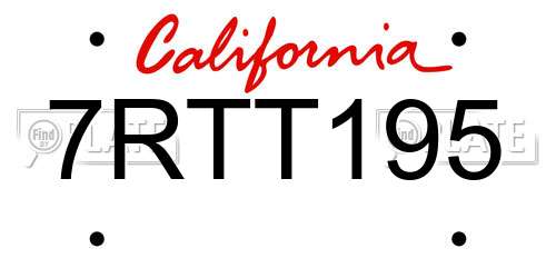 7RTT195 California License Plate