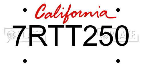 7RTT250 California License Plate