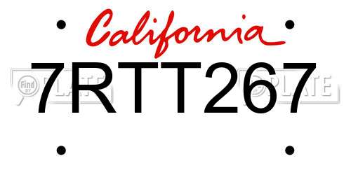 7RTT267 California License Plate
