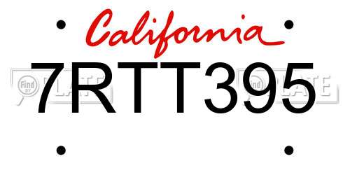 7RTT395 California License Plate